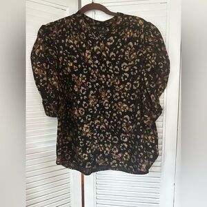 GAP Black and Brown leopard Patterned Women's Blouse